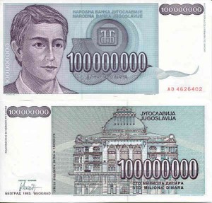 Jugosławia 100 000 000 Dinara 1993 r. UNC