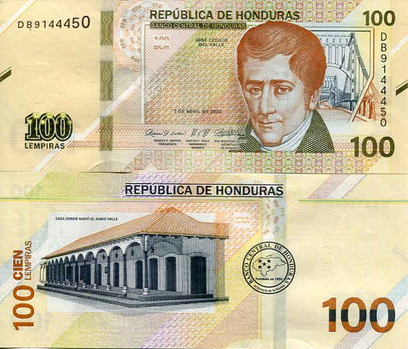 Honduras 100 Lempiras 2022 r. UNC