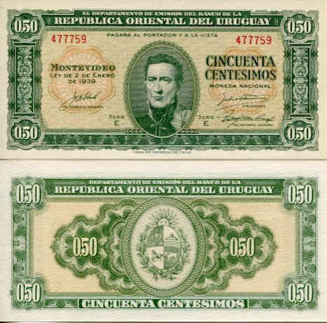 Urugwaj 0,50 Centesimos 1939 r. UNC