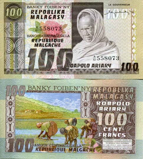 Madagaskar 100 Ariary 1974 r. UNC