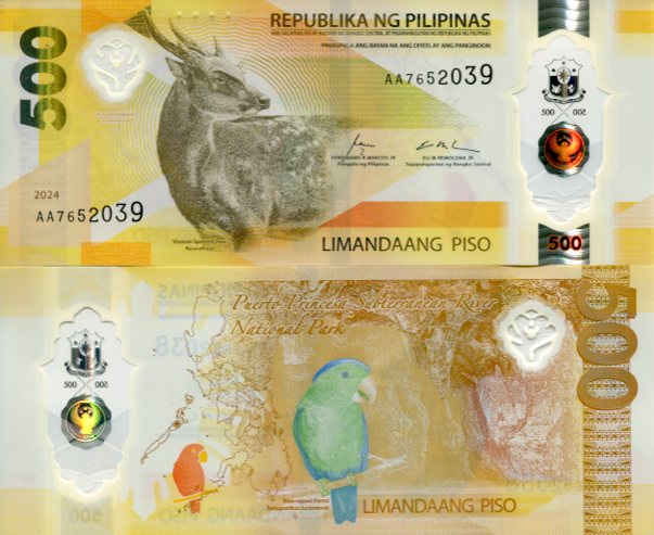 Filipiny 500 Piso 2024 r. Polimer UNC