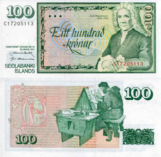 Islandia 100 Kronur 1986 r. UNC