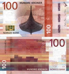 Norwegia 100 Koron 2016 r. UNC
