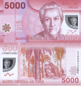 Chile 5000 Pesos 2014 r. Polimer UNC