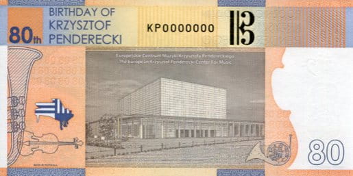 Banknot testowy PWPW 80 Rocznica urodzin Krzysztofa Pendereckiego