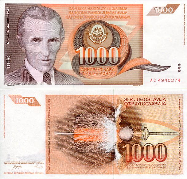 Jugosławia 1000 Dinara 1990 r. UNC