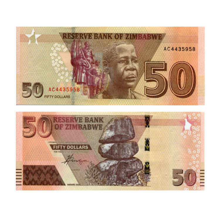 Zimbabwe 50 Dollars 2020 r. UNC