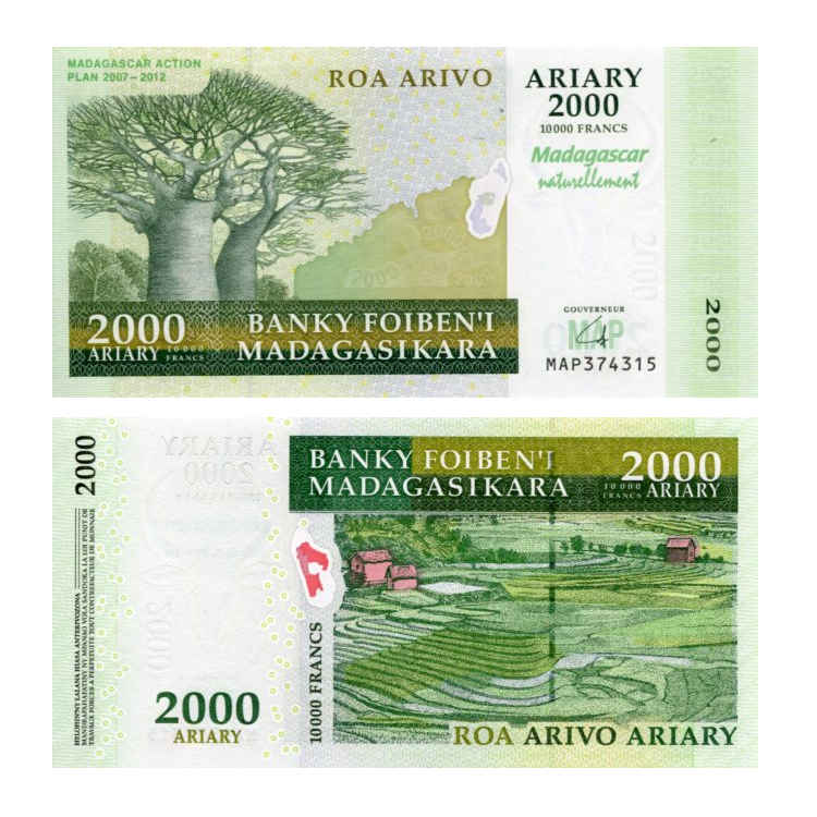 Madagaskar 2000 Ariary 2007 r. UNC