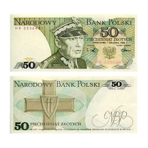 Banknot Polska 50 zł z 1988 r.  UNC