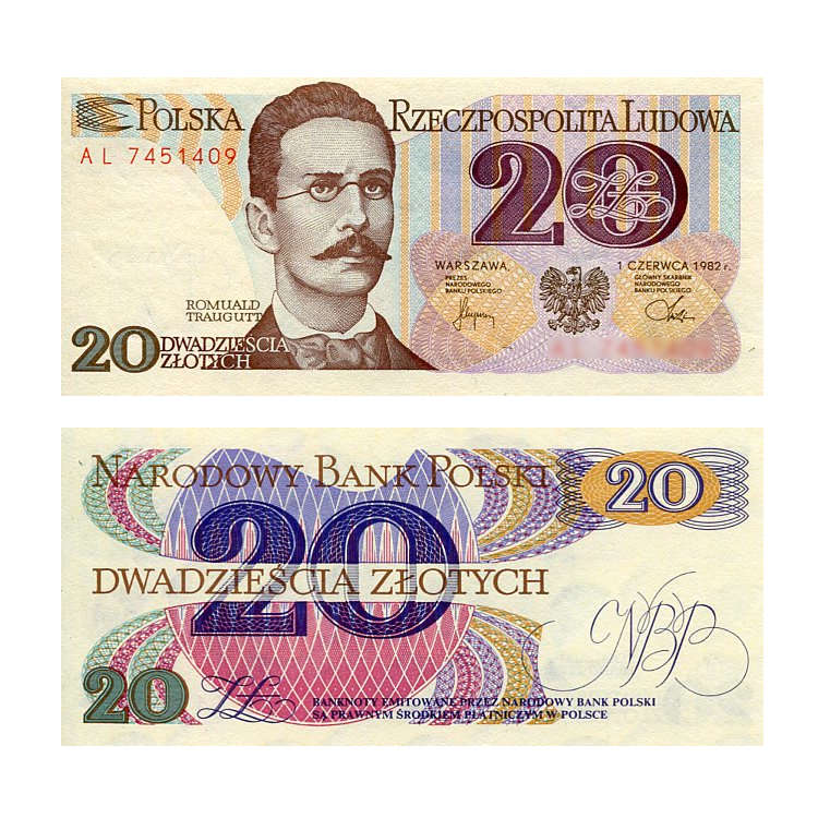 Banknot Polska 20 zł z 1982 r. UNC
