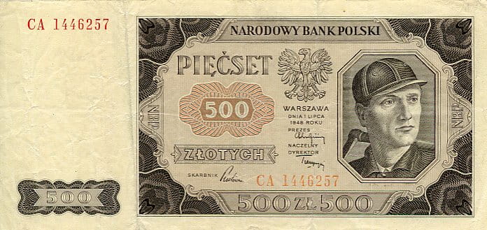 Banknot Polska 500 Złotych 1948 r. CA