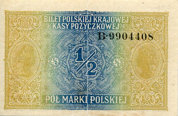 Banknot Polska 1/2 Marki Polskiej 1916 r.