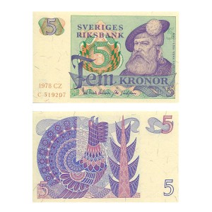 Banknot Szwecja 5 Koron 1978 r. UNC