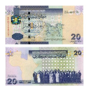 Banknot Libia 20 Dinars 2009 r. UNC