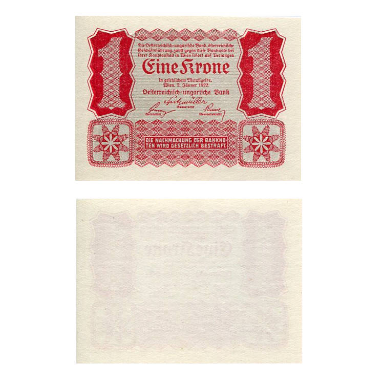 Banknot Austria 1 Korona 1922 r. UNC
