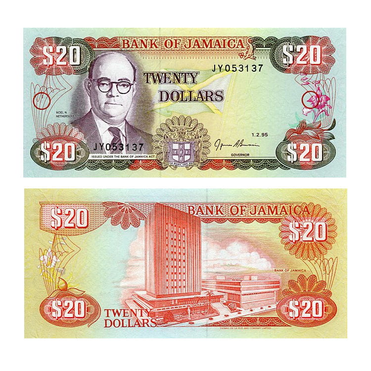 Banknot Jamajka 20 Dollars 1995 r. UNC