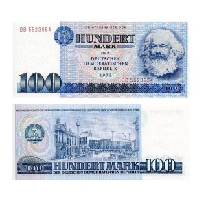 Banknot Niemcy NRD 100 Marek 1975 r. UNC