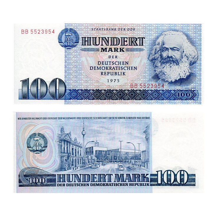Banknot Niemcy NRD 100 Marek 1975 r. UNC