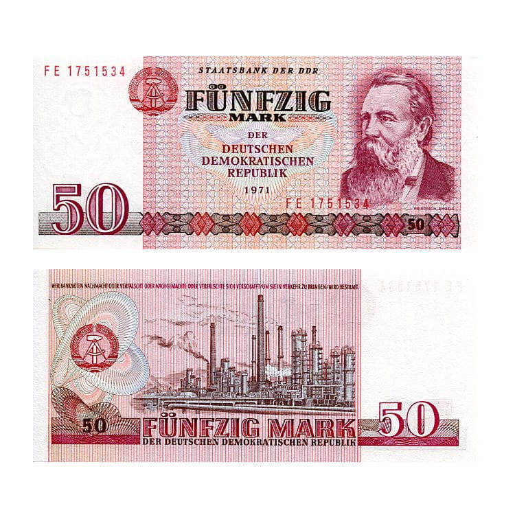 Banknot Niemcy NRD 50 Mark 1971 r. UNC