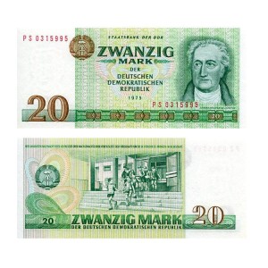Banknot Niemcy NRD 20 Marek 1975 r. UNC