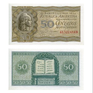 Banknot Argentyna 50 Centavos 1947 r. UNC