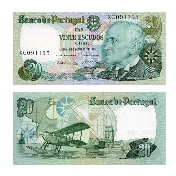 Banknot Portugalia 20 Escudos 1978 r. UNC