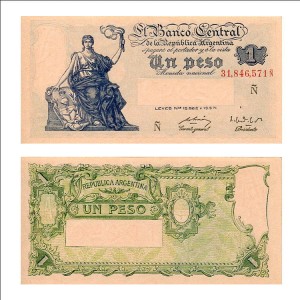 Banknot Argentyna 1  Peso 1947 r. UNC