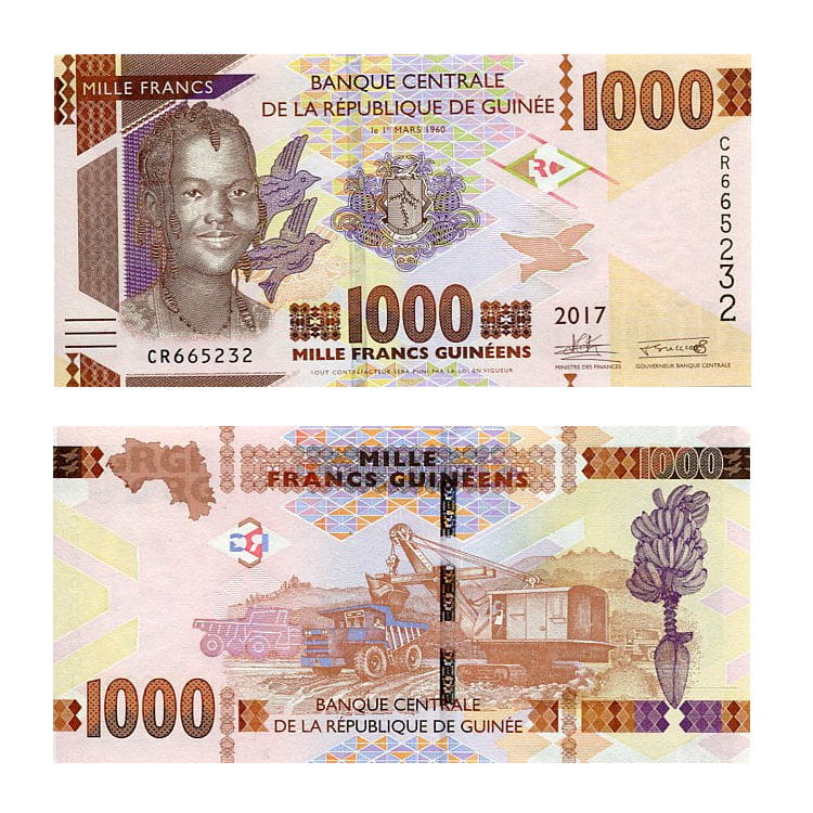 Banknot Gwinea 1000 Francs 2022 r. UNC