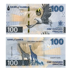 Banknot Zambia 100 Kwacha 2024 r. UNC