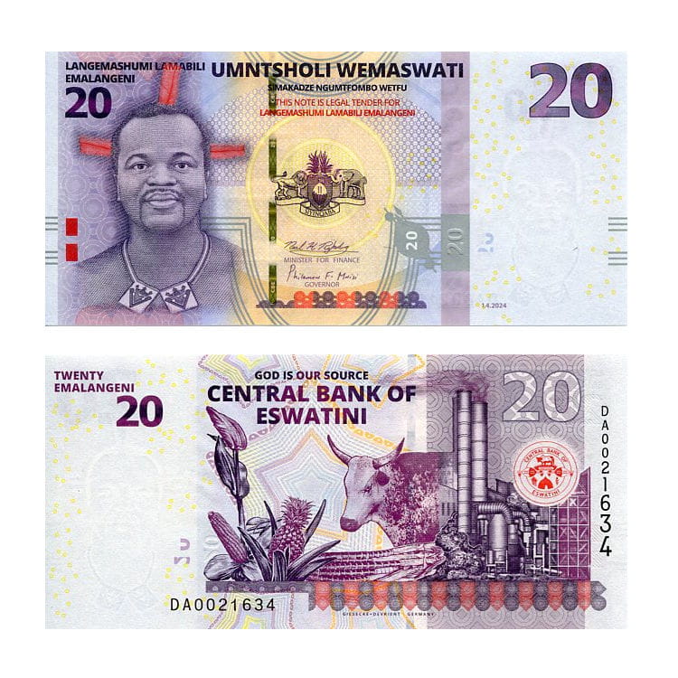 Suazi Eswatini 20 Emalangeni 2024 r. UNC
