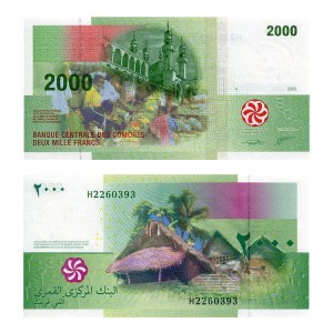 Komory 2000 Francs 2005 r. UNC