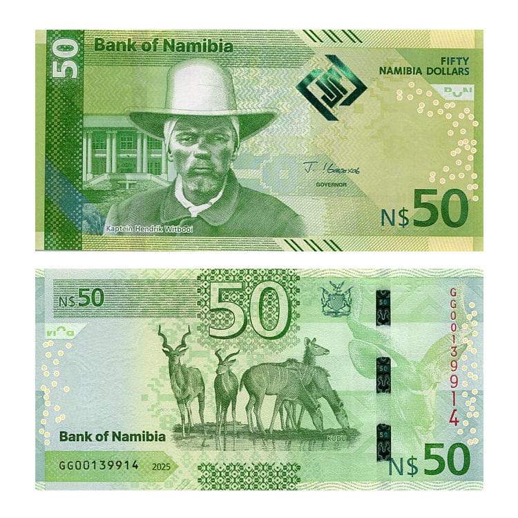 Banknot Namibia 50 Dollars 2025 r. UNC