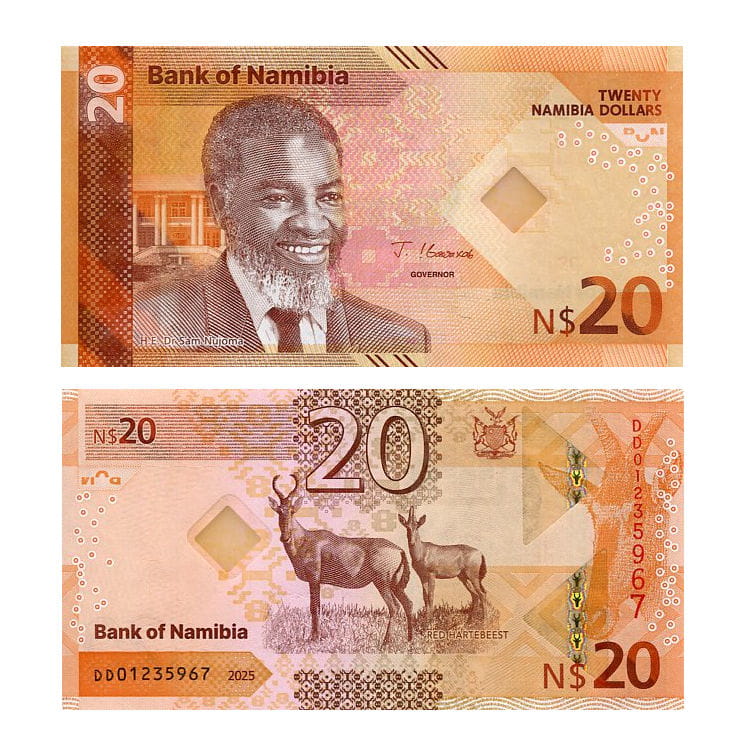Namibia 20 Dollars 2025 r. UNC