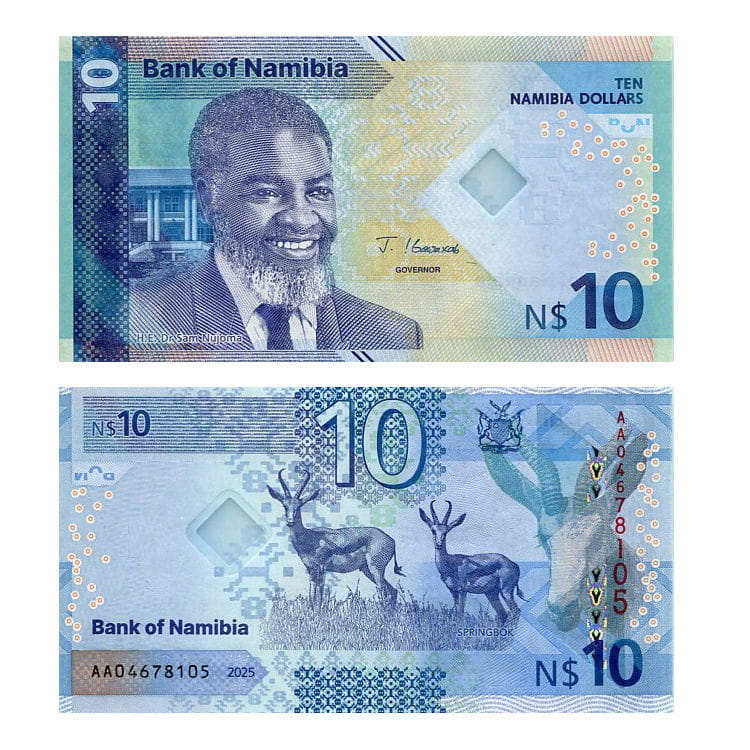 Banknot Namibia 10 Dollars 2025 r. UNC