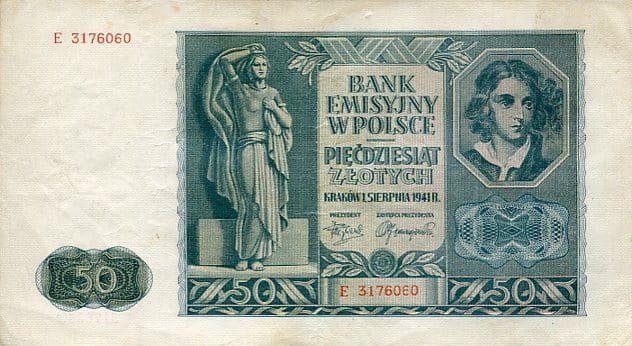 Banknot Polska 50 Złotych 1941 r. E