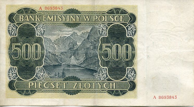 Banknot Polska 500 Złotych 1940 r.
