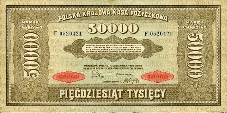 Banknot 50 000 Marek Polskich 1922 r. F