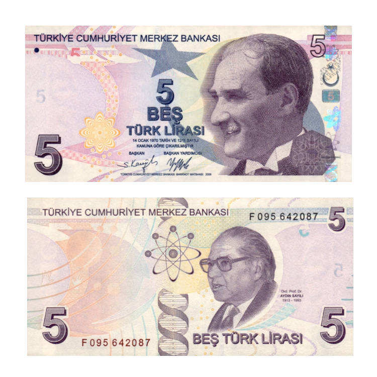 Banknot Turcja 5 Lirasi 2009 r. UNC