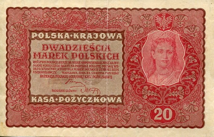 Banknot Polska 20 Marek Polskich 1919 r. EZ