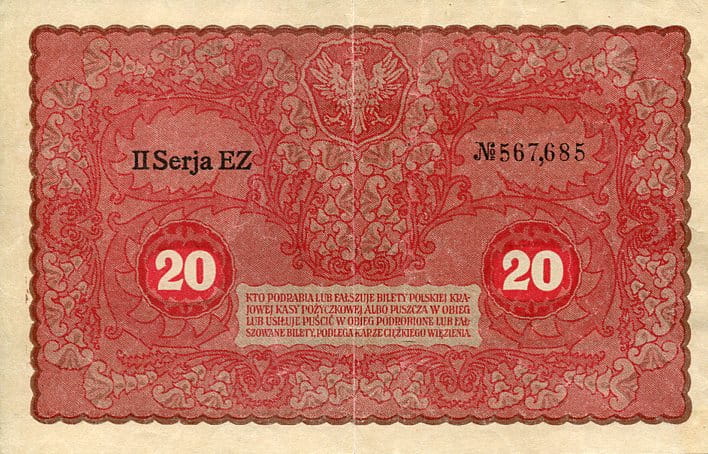 Banknot Polska 20 Marek Polskich 1919 r.