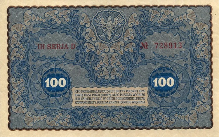 Banknot 100 Marek Polskich 1919 r.