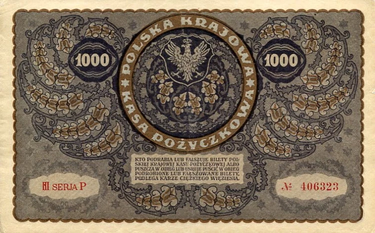 Banknot Polska 1000 Marek Polskich 1919 r.