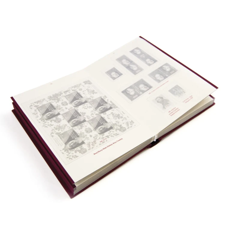 Klaser jubileuszowy na znaczki Tom XLII 2025 r. Abonamentowy przykładowa strona z hawidami