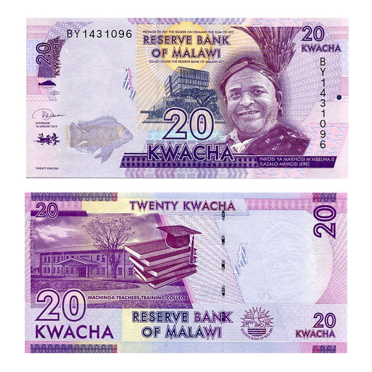 Banknot Malawi 20 Kwacha 2019 r. UNC