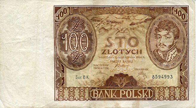 Banknot Polska 100 Złotych 1934 r. BK.