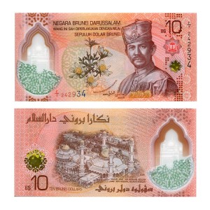 Banknot Brunei 10 Dollars 2024 r. Polimer UNC