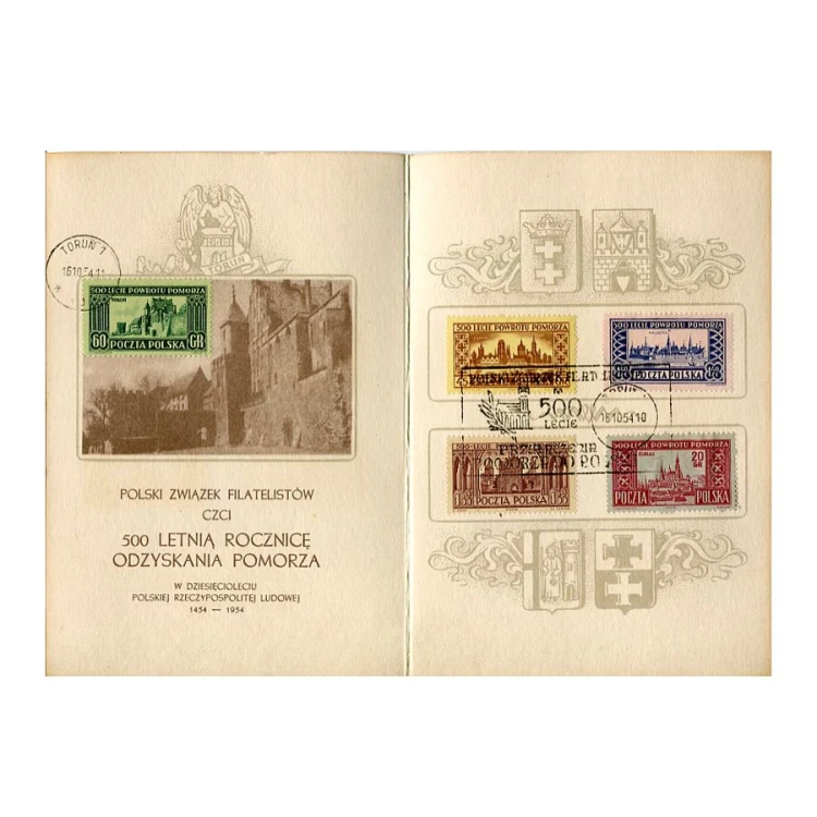 Polska Karnet 500. rocznica powrotu Pomorza do Polski 1954 r.