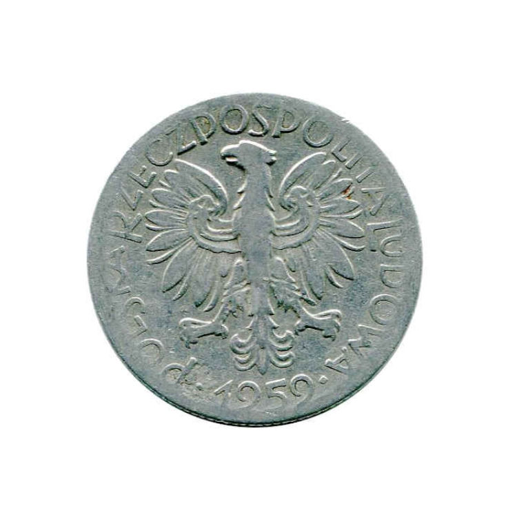 Polska 5 Złotych z rybakiem 1959 r. Awers