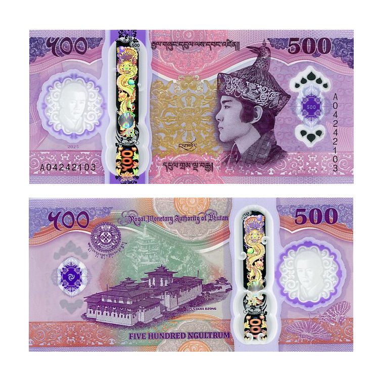 Banknot Bhutan 500 Ngultrum 2025 r. Polimer UNC