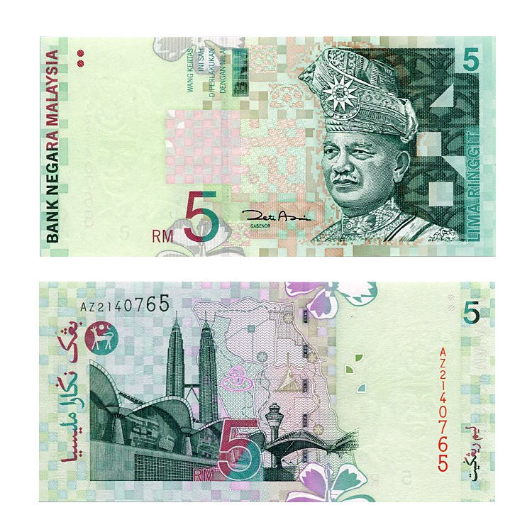 Banknot Malezja 5 Ringgit 2001 r. UNC